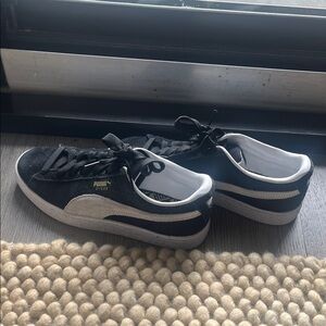 Puma Classic Black and White Suede Sneakers